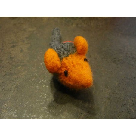 Katzenspielmaus Strickfilz orange-grau